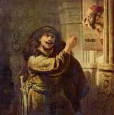 Рембрандт: Самсон угрожает тестю