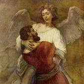 Рембрандт: Иаков, борющийся с ангелом