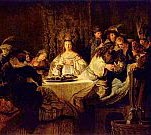 Рембрандт: Самсон, загадывающий загадку за свадебным столом